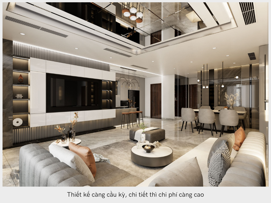 Thiết kế càng cầu kỳ, chi tiết thì chi phí càng cao
