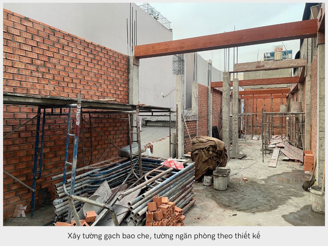 Xây tường gạch bao che, tường ngăn phòng theo thiết kế