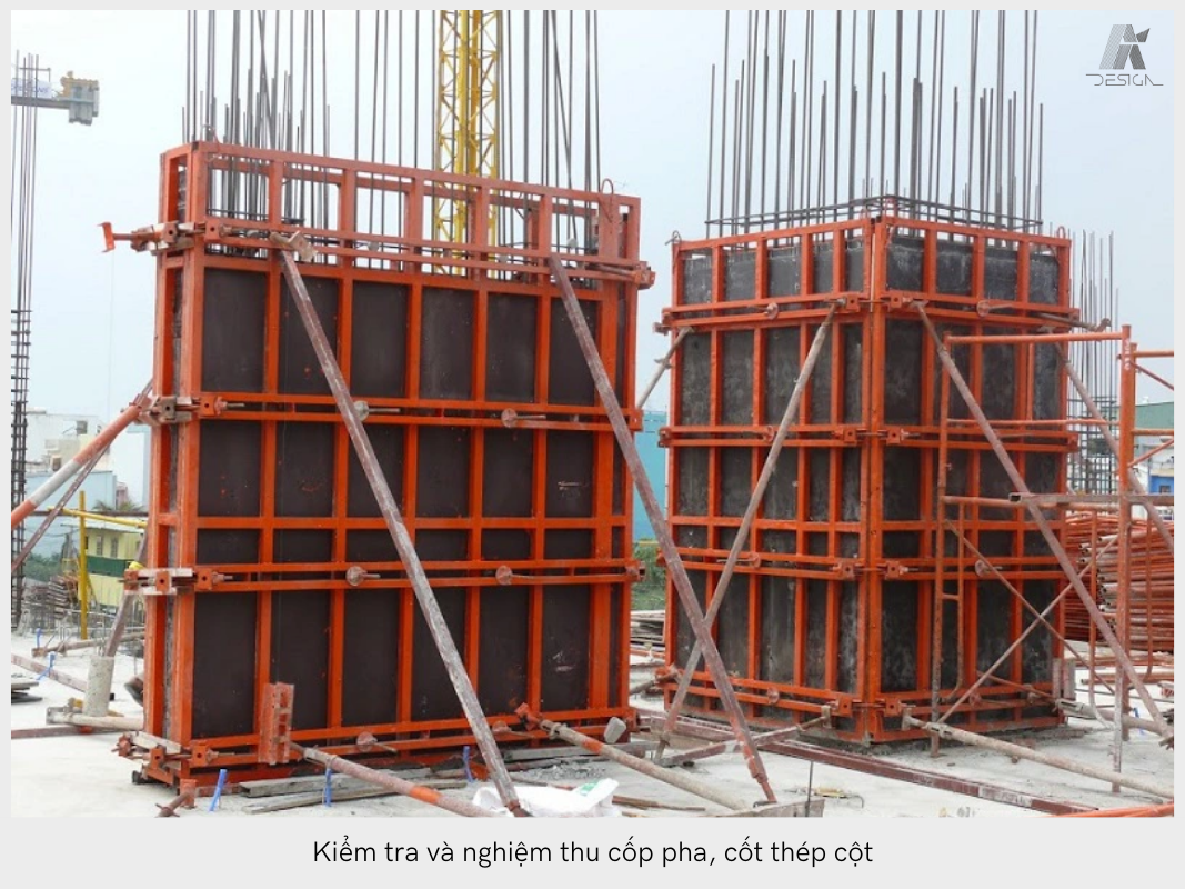 Kiểm tra và nghiệm thu cốp pha, cốt thép cột là một trong những bước quan trọng khi đổ bê tông cột