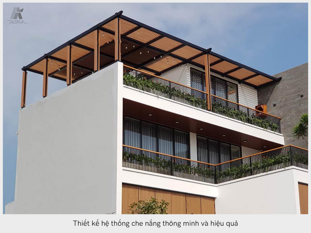 Thiết kế hệ thống che nắng là một trong những giải pháp chống nóng cho nhà hướng Tây