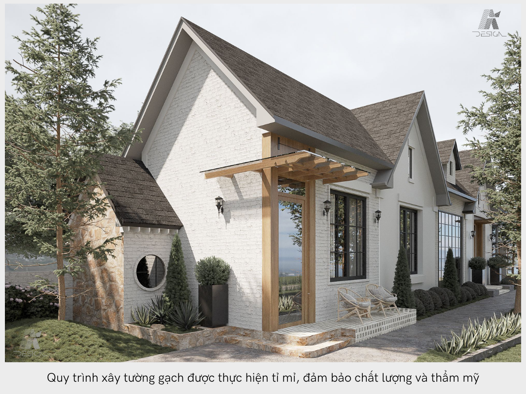 Quy trình và kỹ thuật xây tường gạch được thực hiện tỉ mỉ, đảm bảo chất lượng và thẩm mỹ