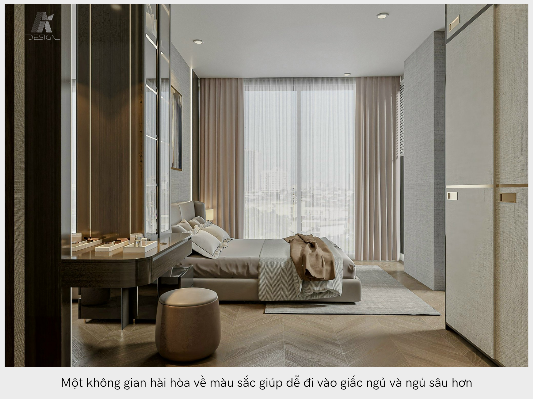 Một không gian hài hòa về màu sắc giúp dễ đi vào giấc ngủ và ngủ sâu hơn