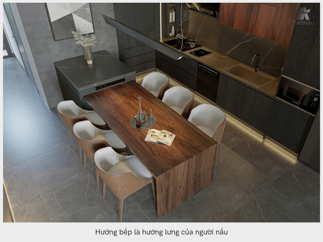 phong thủy phòng bếp là hướng lưng người nấu