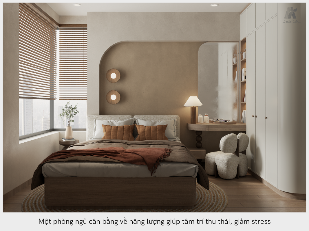 Phòng ngủ cân bằng năng lượng giúp thư thái, giảm stress
